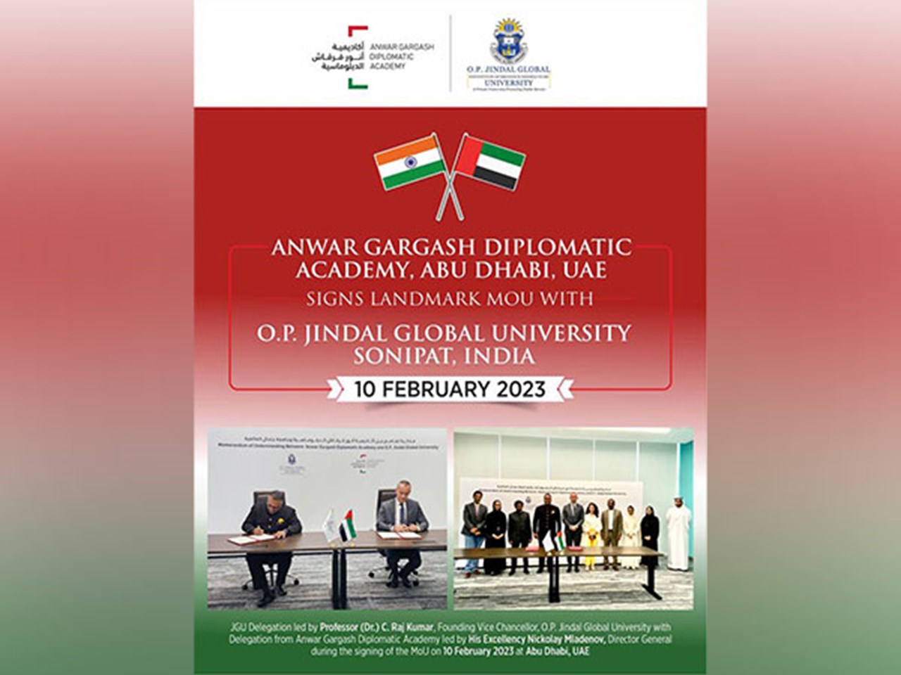 Anwar Gargash Diplomatic Academy in Abu Dhabi, UAE signs landmark MoU with India’s OP Jindal Global University
