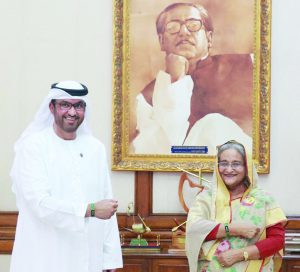 Dr Sultan bin Ahmed Al Jaber and Sheikh Hasina