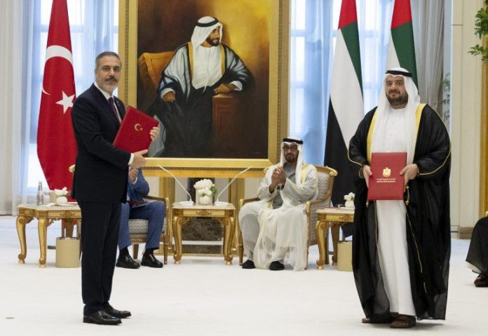 Sheikh Mohamed bin Zayed Al Nahyan, President of the United Arab Emirates and Recep Tayyip Erdogan
