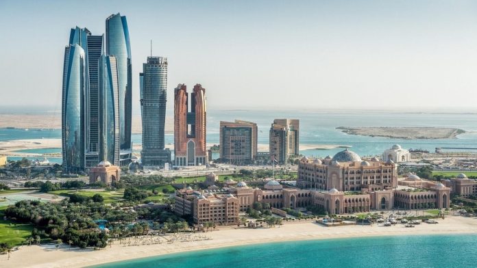 Sea and skyscrapers in Abu Dhabi