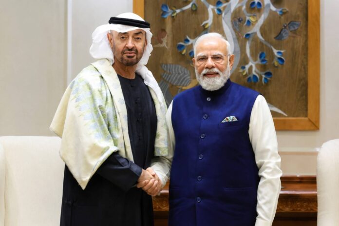 AI-generated illustration representing the UAE India business partnership.